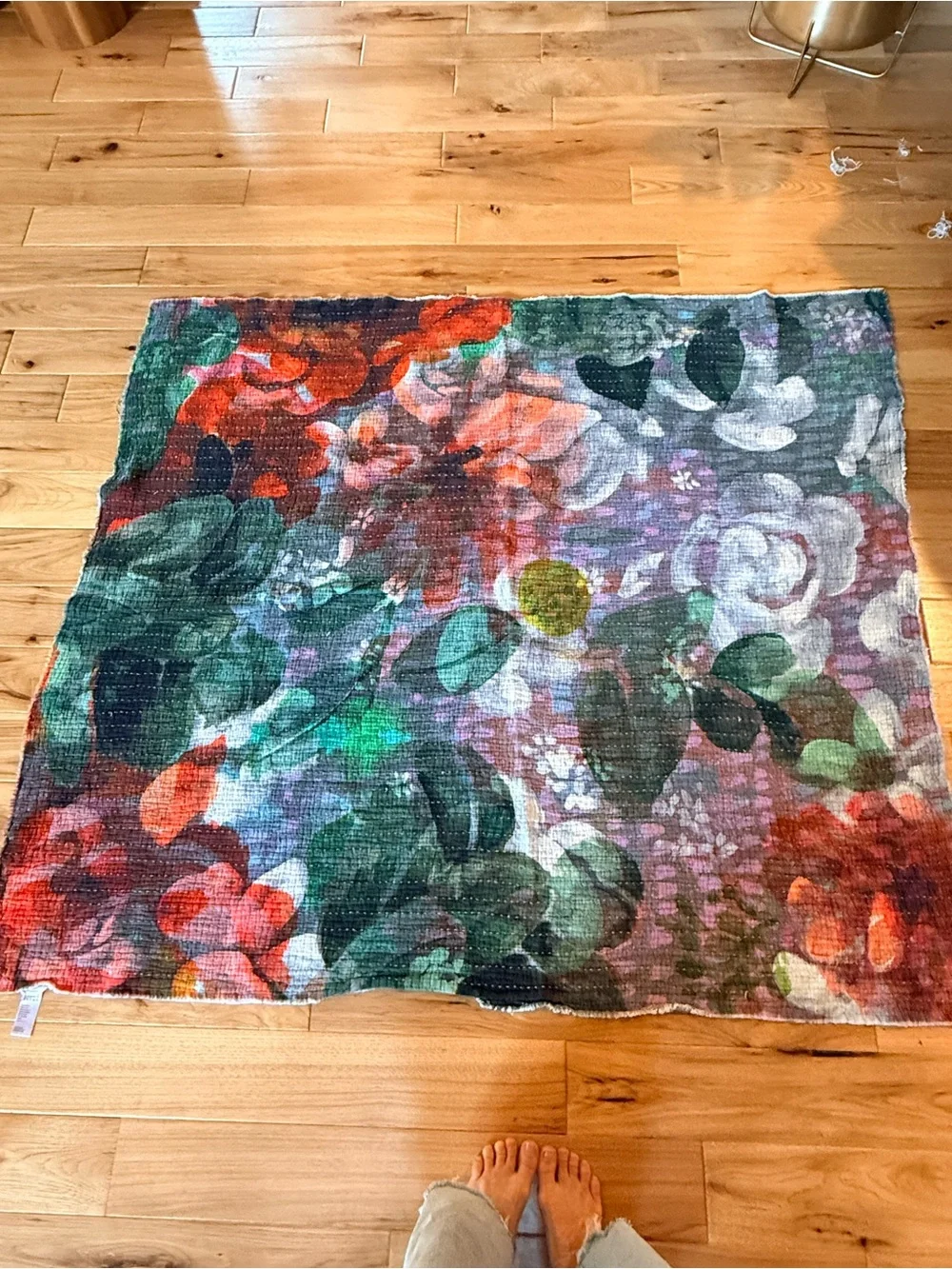 Anthropologie Multicolor Floral Watercolor Throw Blanket